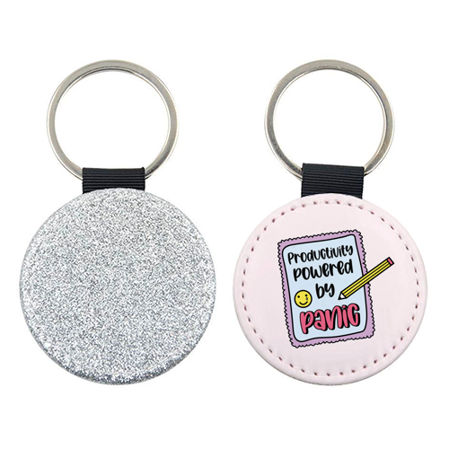 Productivity Powered By Panic Funny Student Life Quote - keyring by Sundiva Designs