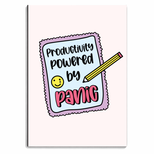Productivity Powered By Panic Funny Student Life Quote - personalised A4, A5, A6 notebook by Sundiva Designs