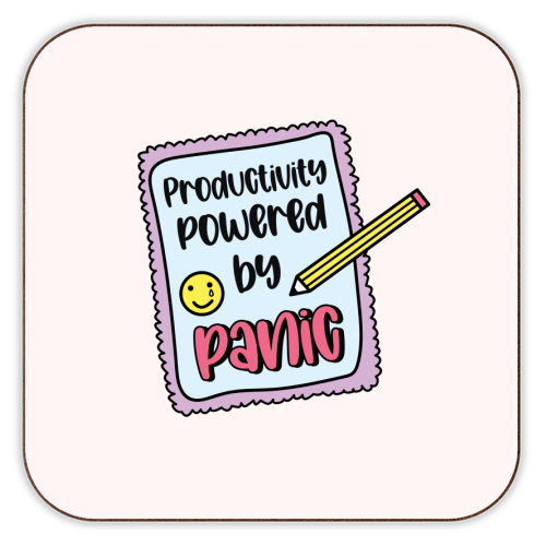 Productivity Powered By Panic Funny Student Life Quote - personalised beer coaster by Sundiva Designs