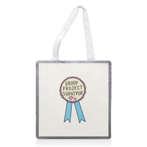 Group Project Survivor Funny Student Life Quote - printed canvas tote bag by Sundiva Designs