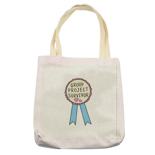 Group Project Survivor Funny Student Life Quote - printed canvas tote bag by Sundiva Designs