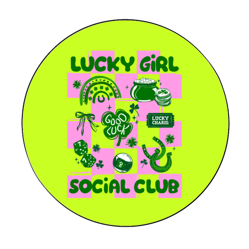 Retro Lucky Girl Social Club - Circle Sticker by EZbie