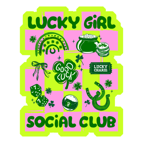 Retro Lucky Girl Social Club - Die Cut Sticker by EZbie