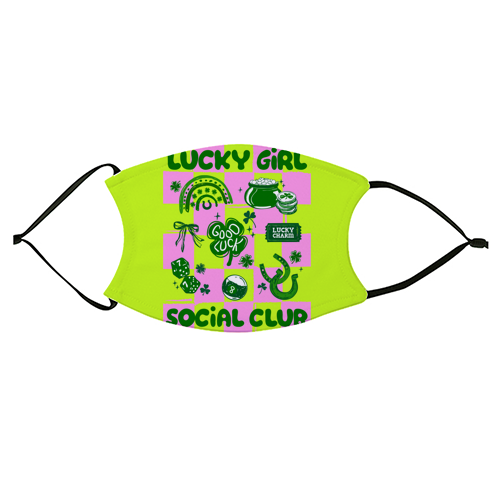 Retro Lucky Girl Social Club - face cover mask by EZbie
