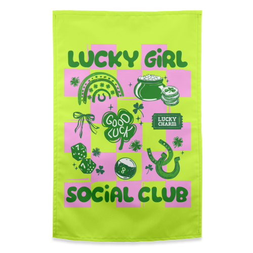Retro Lucky Girl Social Club - funny tea towel by EZbie