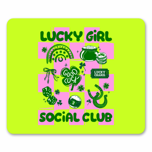 Retro Lucky Girl Social Club - mouse mat by EZbie