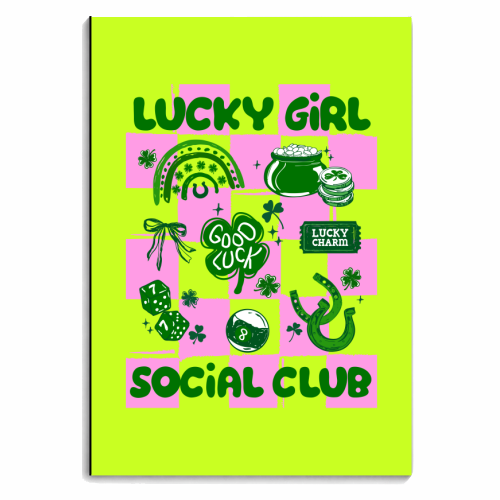 Retro Lucky Girl Social Club - personalised A4, A5, A6 notebook by EZbie