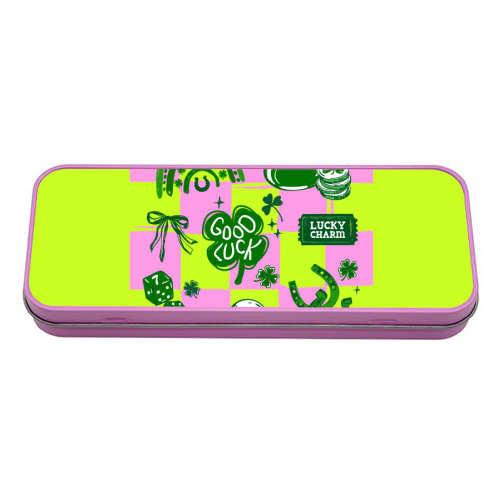 Retro Lucky Girl Social Club - tin pencil case by EZbie
