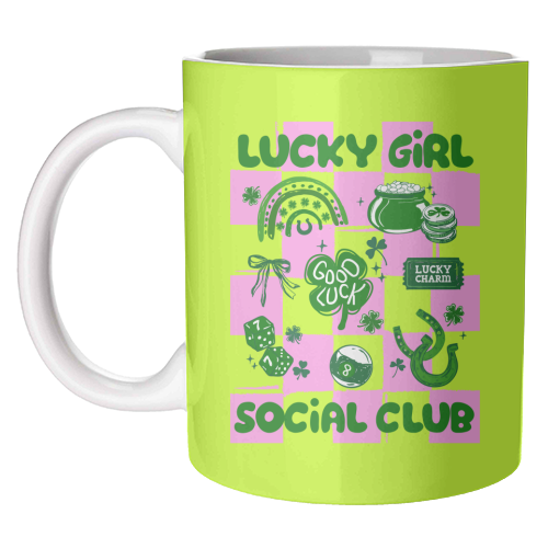 Retro Lucky Girl Social Club - unique mug by EZbie