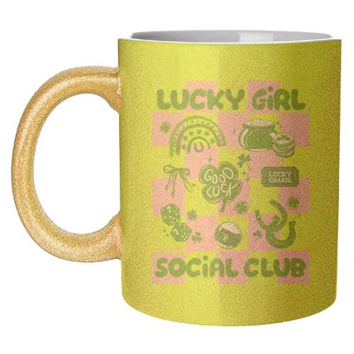 Retro Lucky Girl Social Club - unique mug by EZbie
