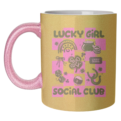 Retro Lucky Girl Social Club - unique mug by EZbie