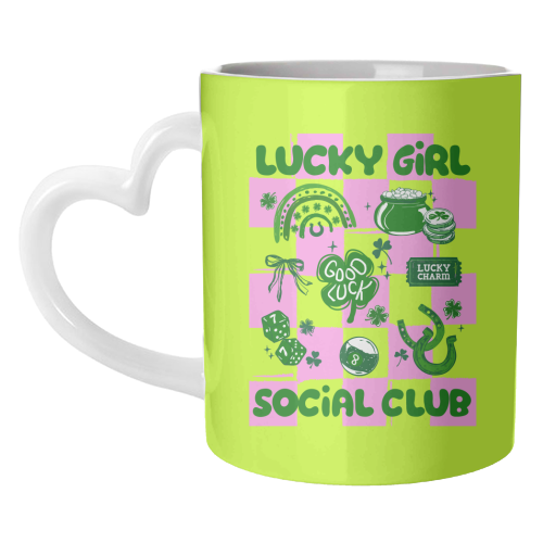 Retro Lucky Girl Social Club - unique mug by EZbie