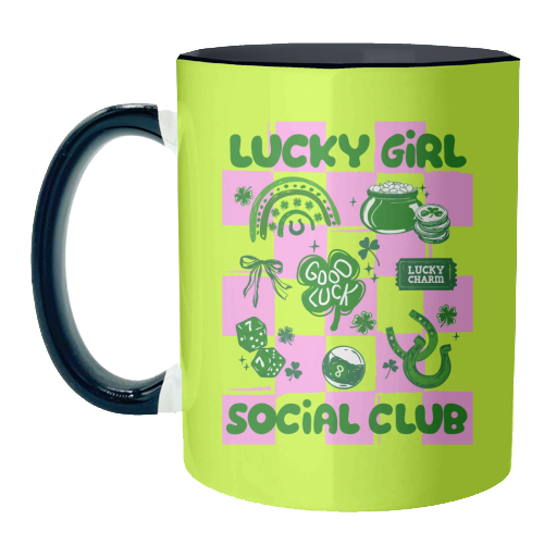 Retro Lucky Girl Social Club - unique mug by EZbie