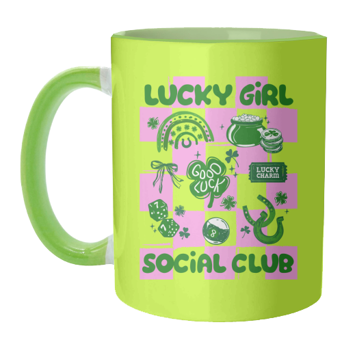Retro Lucky Girl Social Club - unique mug by EZbie