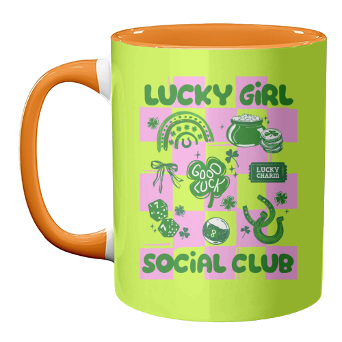 Retro Lucky Girl Social Club - unique mug by EZbie