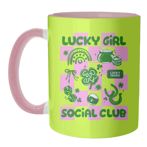Retro Lucky Girl Social Club - unique mug by EZbie