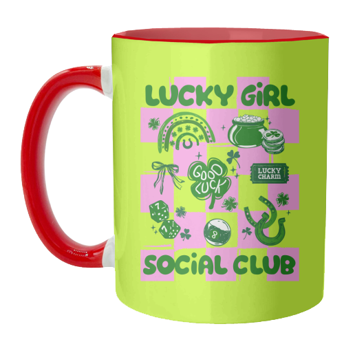 Retro Lucky Girl Social Club - unique mug by EZbie