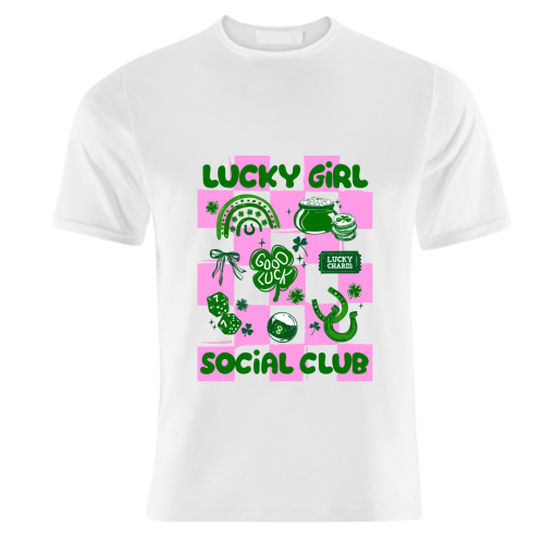 Retro Lucky Girl Social Club - unique t shirt by EZbie