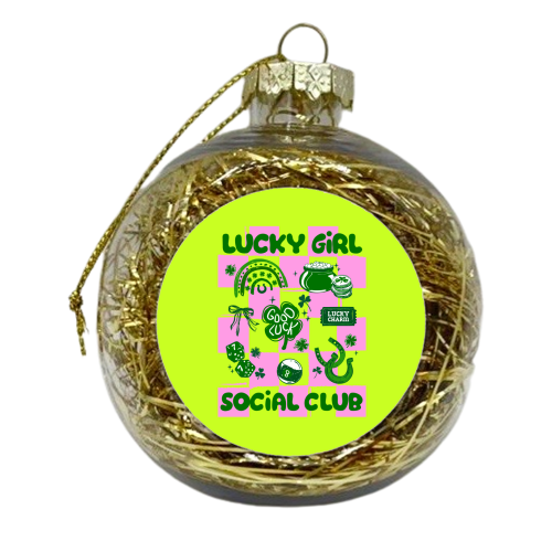 Retro Lucky Girl Social Club - xmas bauble by EZbie