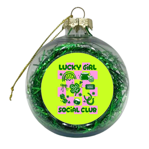 Retro Lucky Girl Social Club - xmas bauble by EZbie