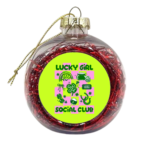 Retro Lucky Girl Social Club - xmas bauble by EZbie