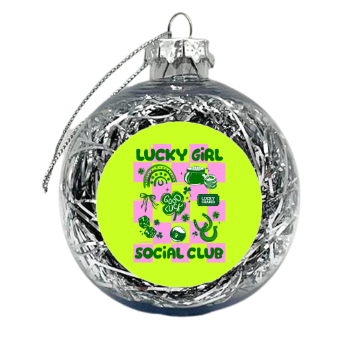 Retro Lucky Girl Social Club - xmas bauble by EZbie