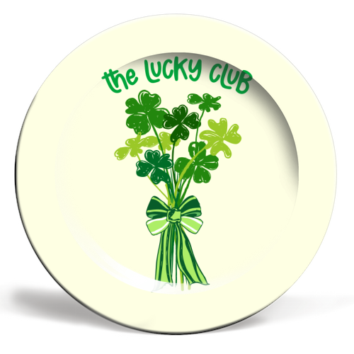 The Lucky Club – Bouquet of Shamrock Illustration - ceramic dinner plate by EZbie