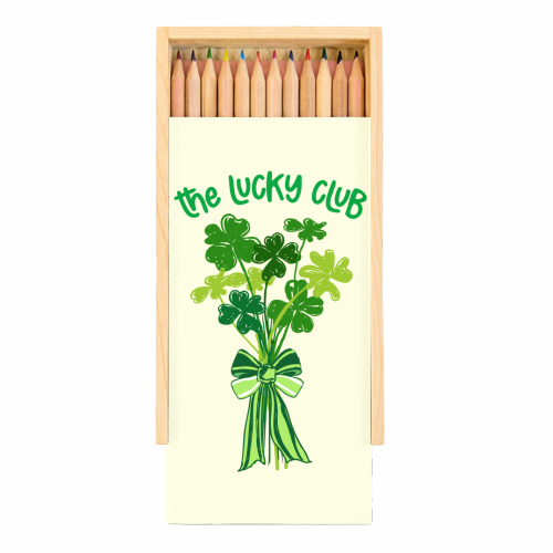 The Lucky Club – Bouquet of Shamrock Illustration - Coloured Pencils with Box by EZbie