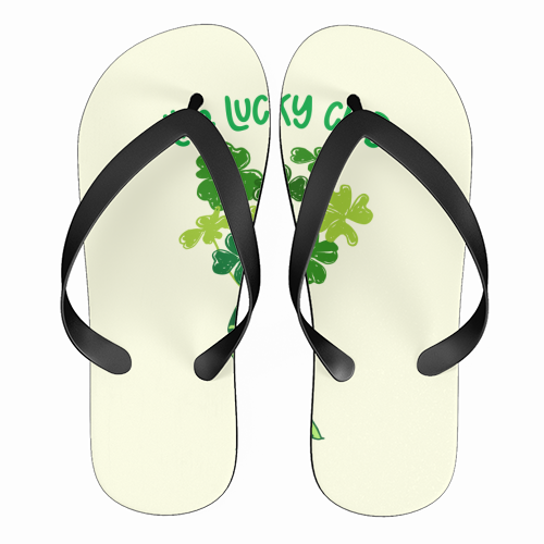 The Lucky Club – Bouquet of Shamrock Illustration - funny flip flops by EZbie