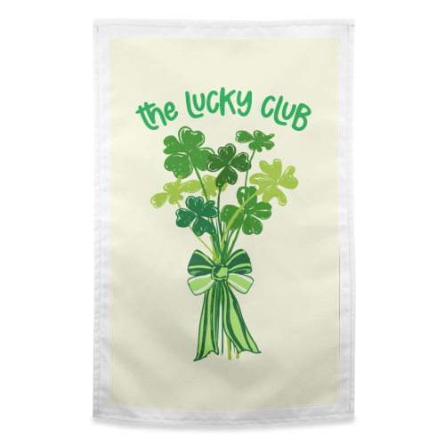 The Lucky Club – Bouquet of Shamrock Illustration - funny tea towel by EZbie