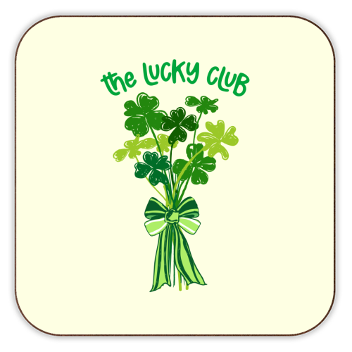 The Lucky Club – Bouquet of Shamrock Illustration - personalised beer coaster by EZbie