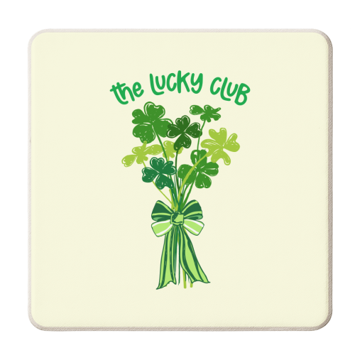 The Lucky Club – Bouquet of Shamrock Illustration - personalised beer coaster by EZbie