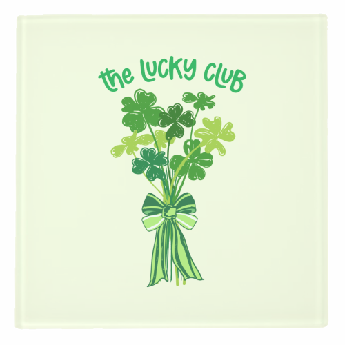 The Lucky Club – Bouquet of Shamrock Illustration - personalised beer coaster by EZbie