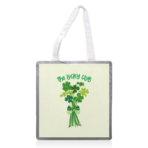 The Lucky Club – Bouquet of Shamrock Illustration - printed canvas tote bag by EZbie