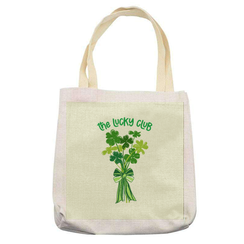 The Lucky Club – Bouquet of Shamrock Illustration - printed canvas tote bag by EZbie