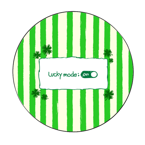 Lucky Mode On – Retro Green Stripes - Circle Sticker by EZbie