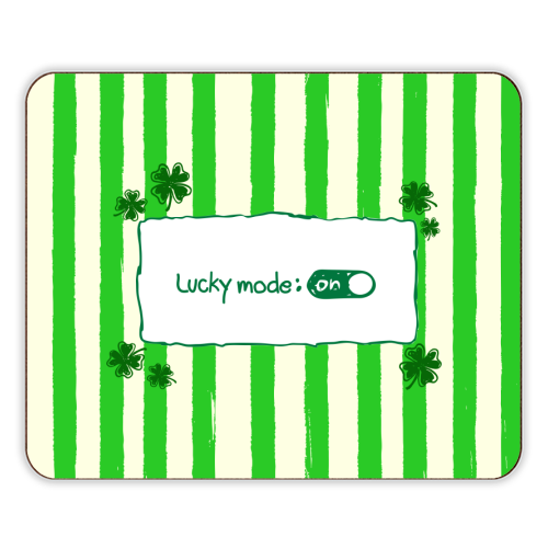 Lucky Mode On – Retro Green Stripes - designer placemat by EZbie