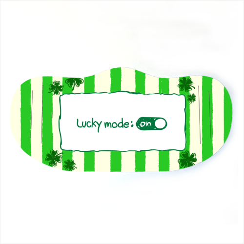 Lucky Mode On – Retro Green Stripes - face cover mask by EZbie