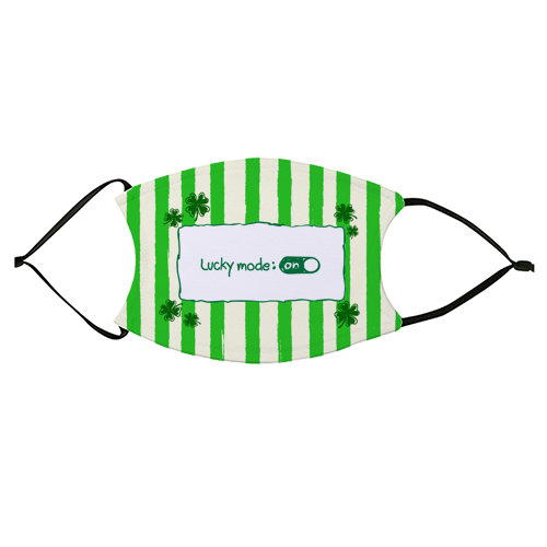 Lucky Mode On – Retro Green Stripes - face cover mask by EZbie