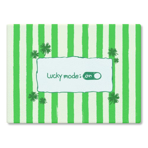 Lucky Mode On – Retro Green Stripes - glass chopping board by EZbie