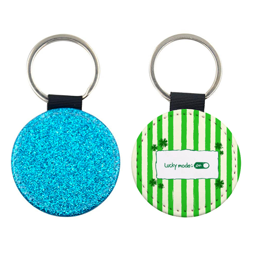 Lucky Mode On – Retro Green Stripes - keyring by EZbie