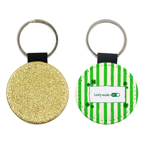 Lucky Mode On – Retro Green Stripes - keyring by EZbie