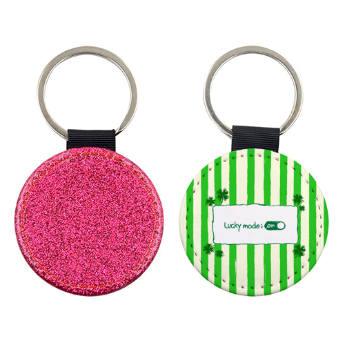 Lucky Mode On – Retro Green Stripes - keyring by EZbie