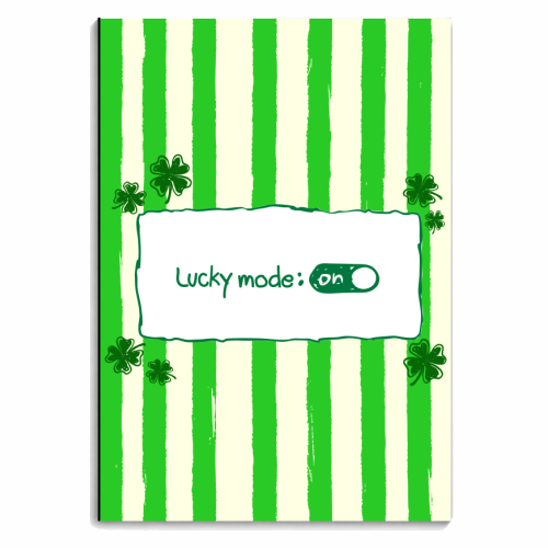 Lucky Mode On – Retro Green Stripes - personalised A4, A5, A6 notebook by EZbie