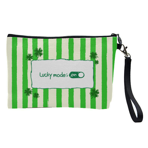 Lucky Mode On – Retro Green Stripes - pretty makeup bag by EZbie