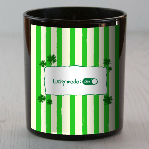 Lucky Mode On – Retro Green Stripes - scented candle by EZbie