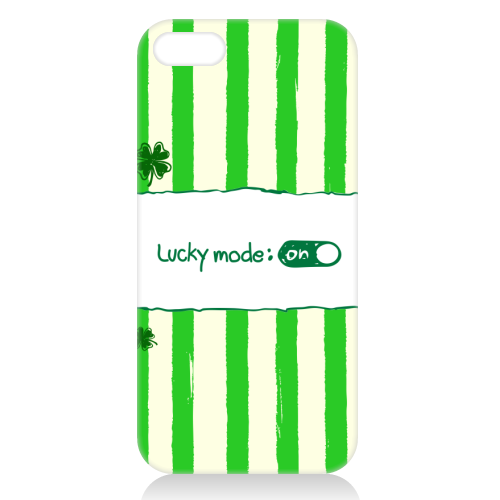 Lucky Mode On – Retro Green Stripes - unique phone case by EZbie