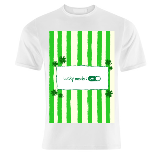 Lucky Mode On – Retro Green Stripes - unique t shirt by EZbie