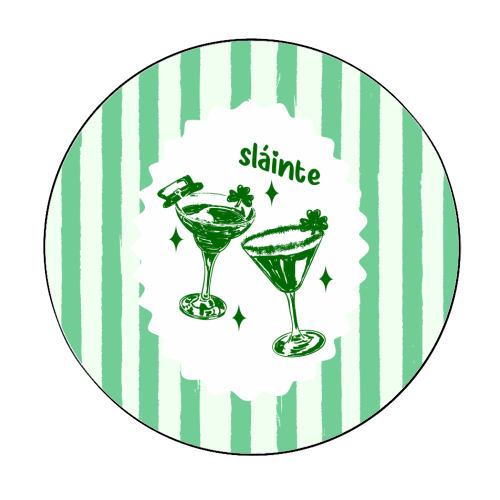 Retro Pastel Sláinte Shamrock Cocktail - Circle Sticker by EZbie