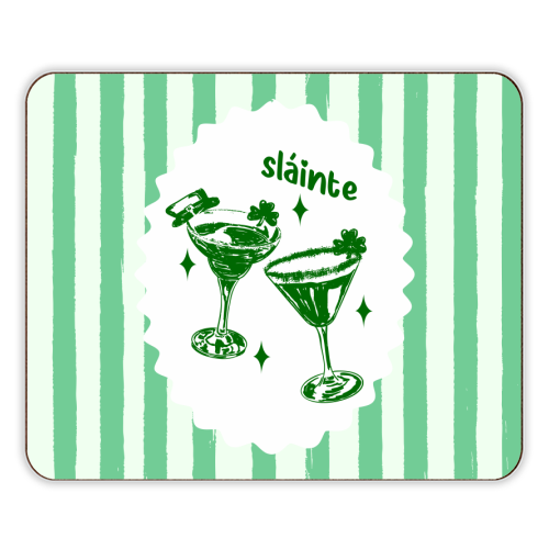Retro Pastel Sláinte Shamrock Cocktail - designer placemat by EZbie
